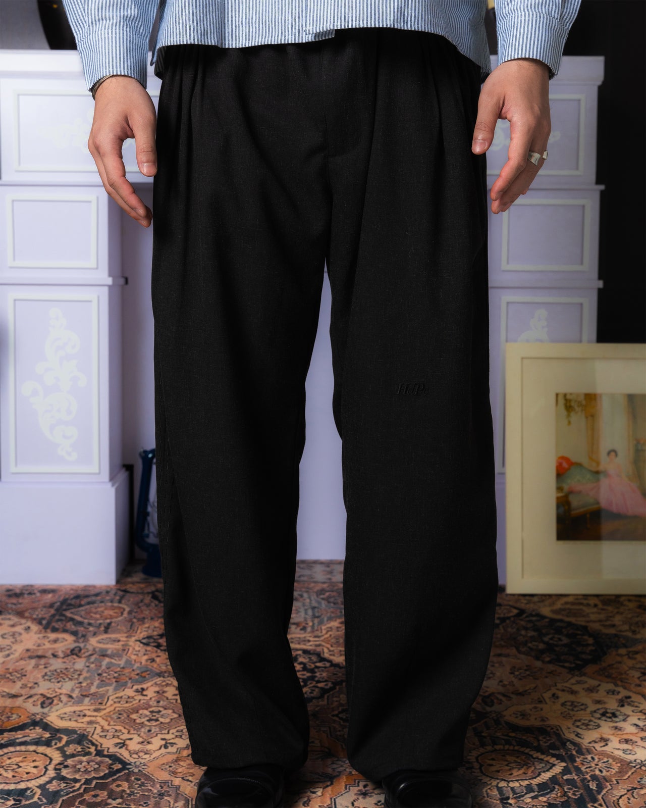 925 PLEATED PANTS BLACK