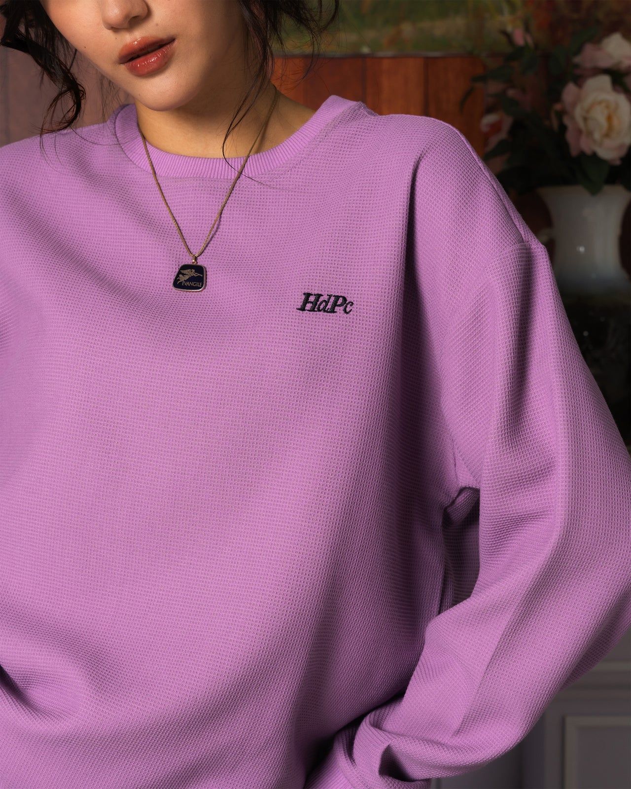 DIMENSION WAFFLE LONG SLEEVE TEE DARK PURPLE