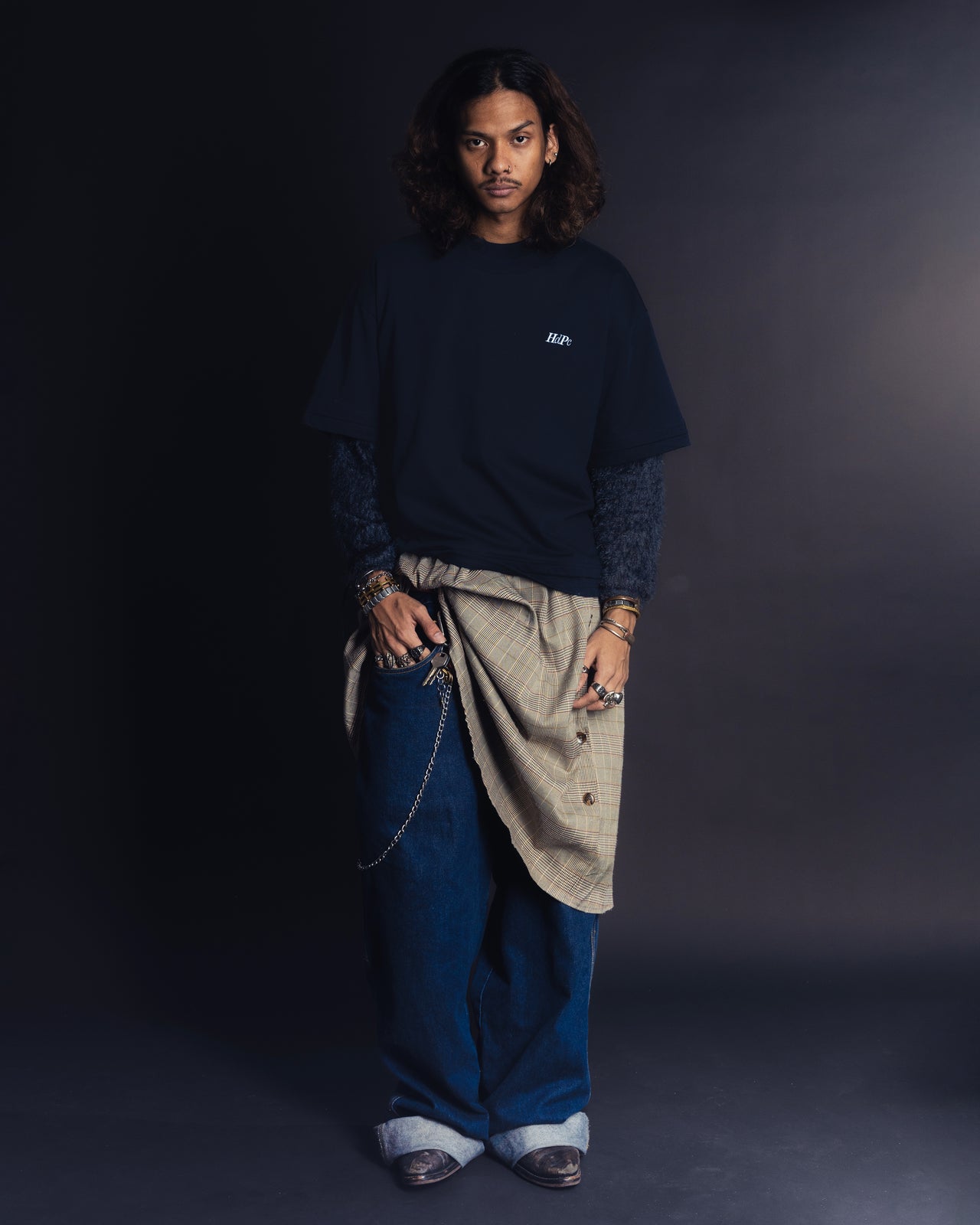 ERDAY DOUBLE LAYERED BOXY TEE DARK NAVY