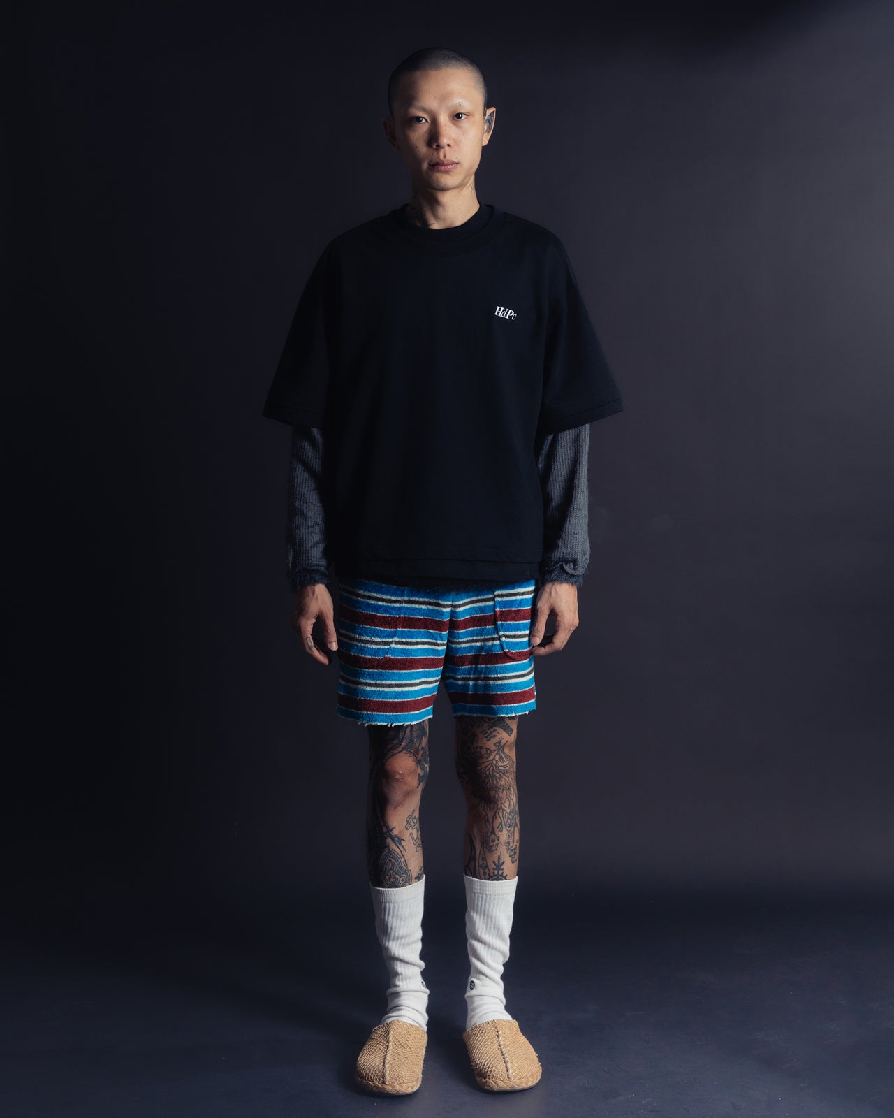 ERDAY DOUBLE LAYERED BOXY TEE BLACK