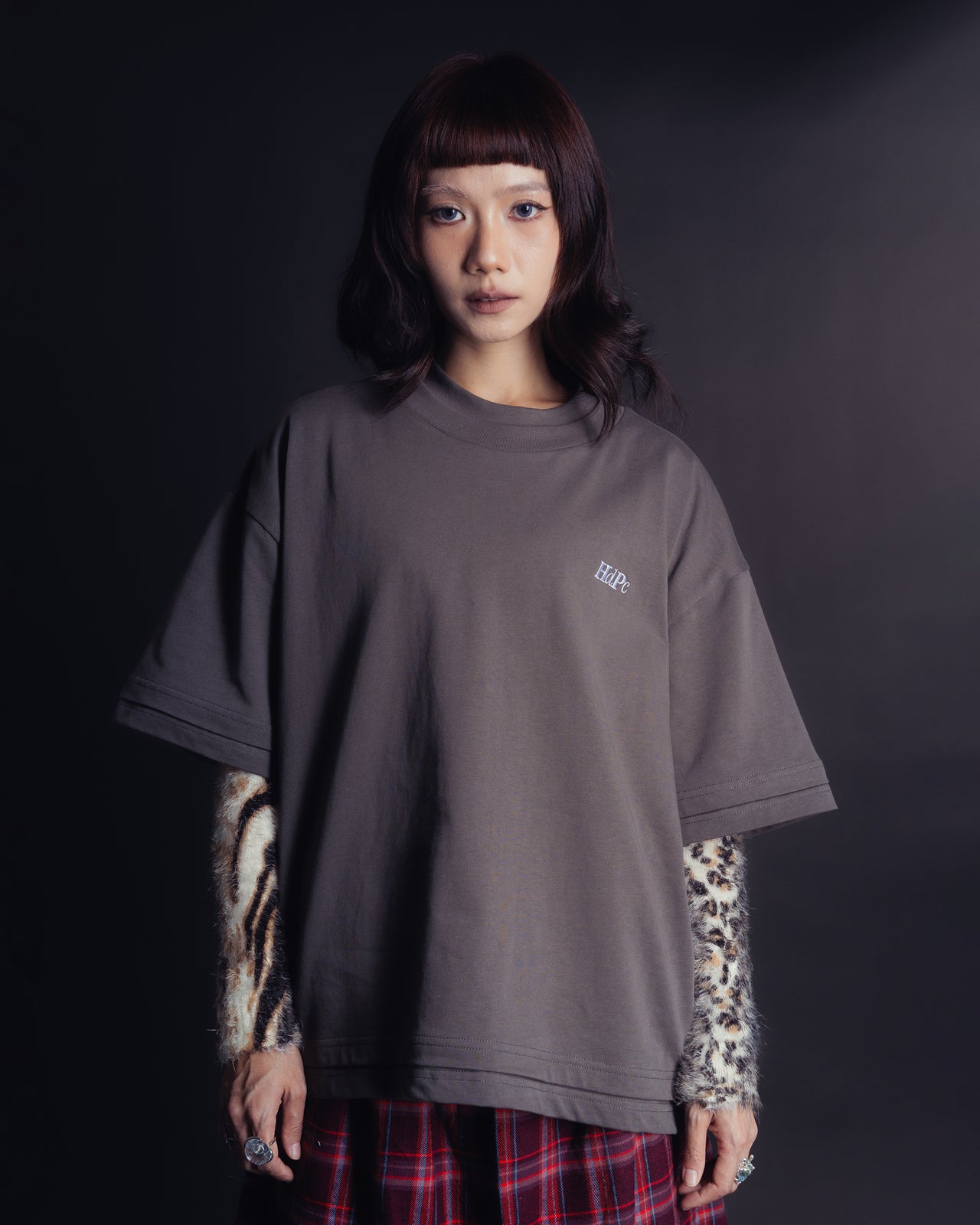 ERDAY DOUBLE LAYERED BOXY TEE ASH GREY