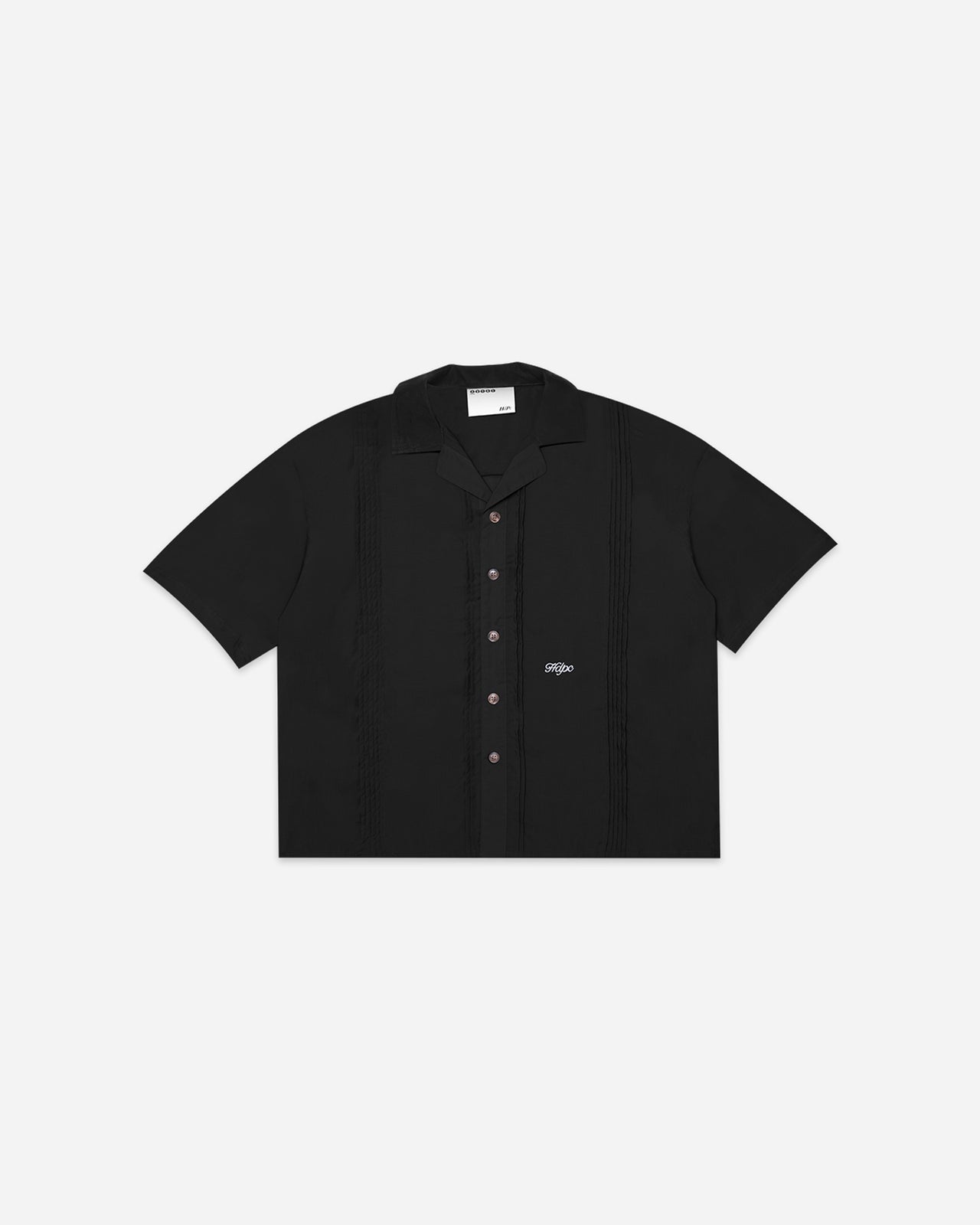 PLEATED BOWLING SHIRT BLACK