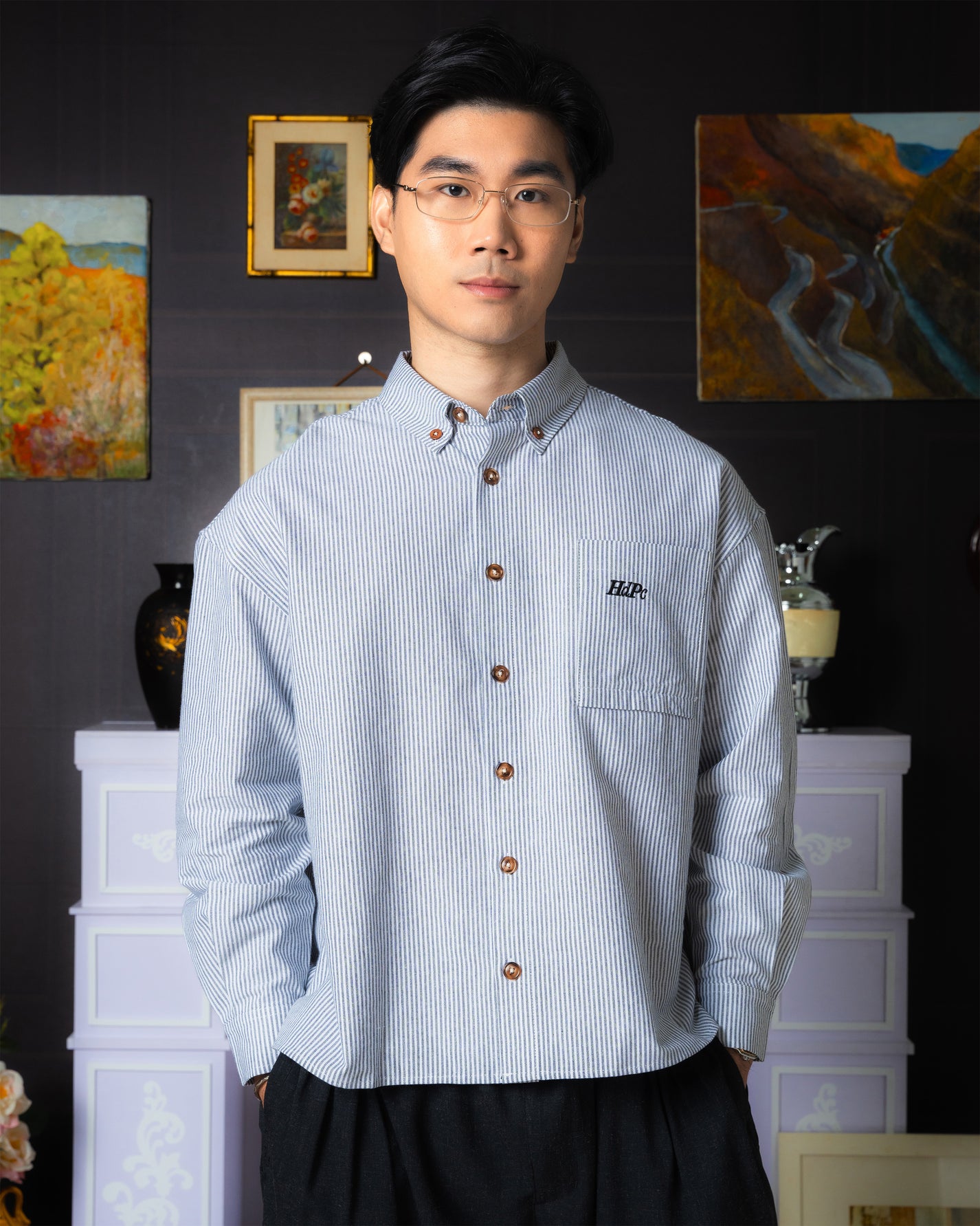 BREEZY STRIPE SHIRT GRAY