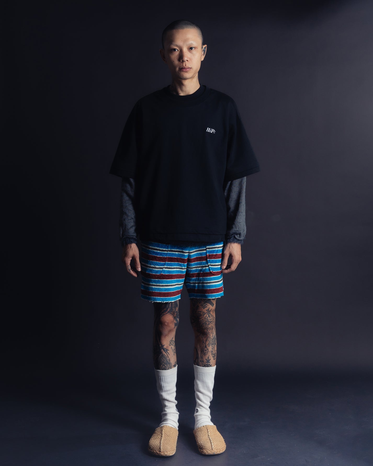 ERDAY DOUBLE LAYERED BOXY TEE BLACK