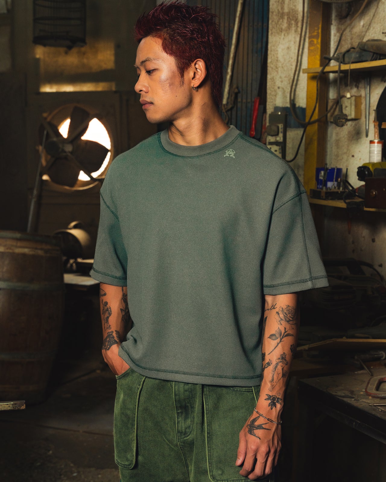 FABRICATOR WAFFLE TEE MOSS