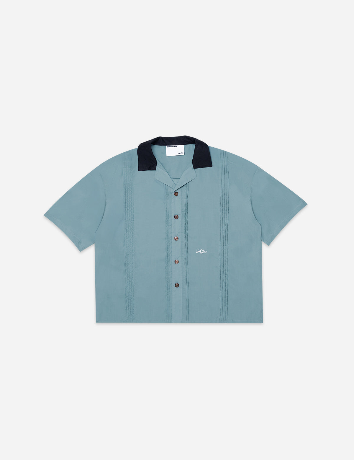 PLEATED BOWLING SHIRT SKY BLUE