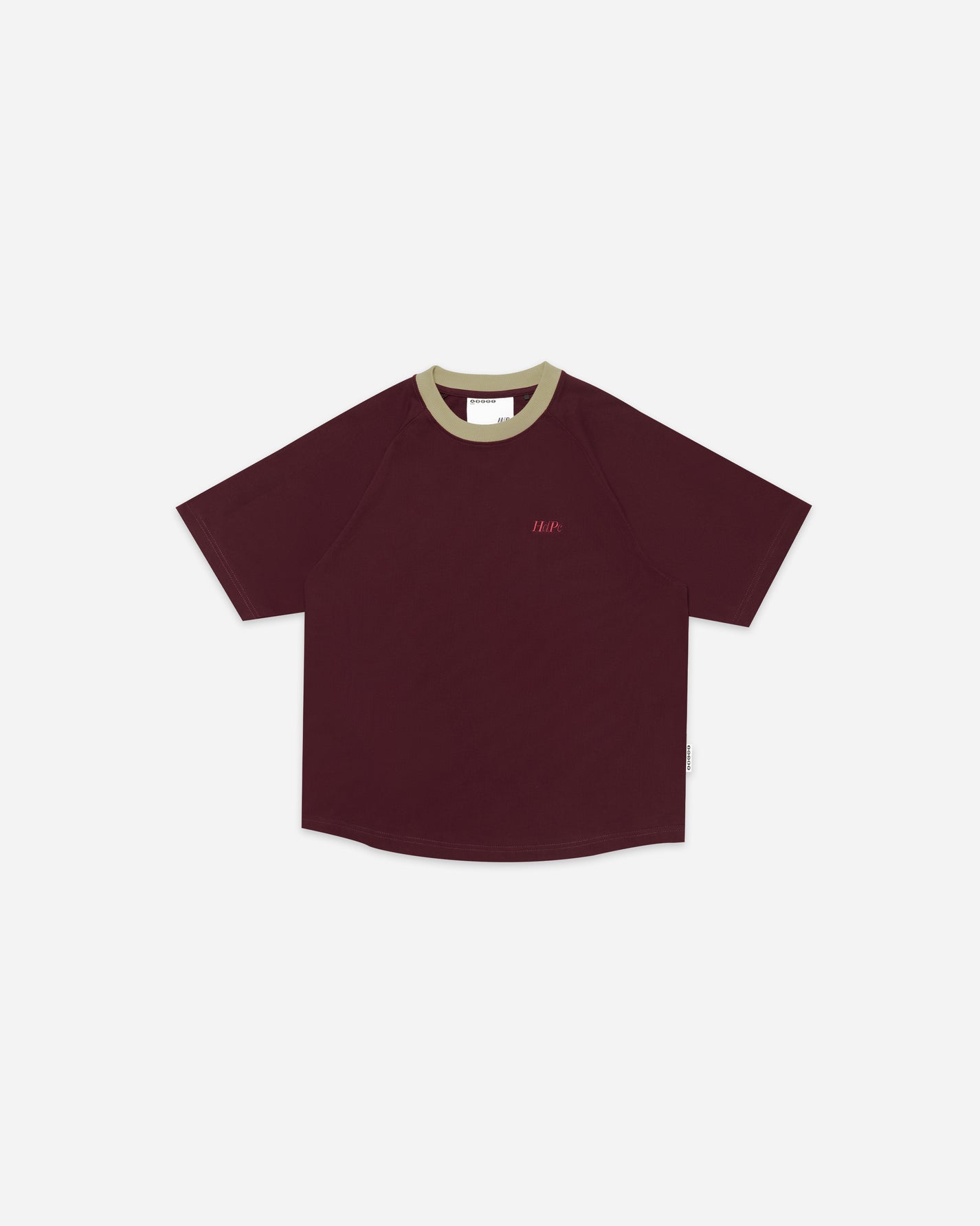 CURVED BOXY RAGLAN TEE BURGUNDY