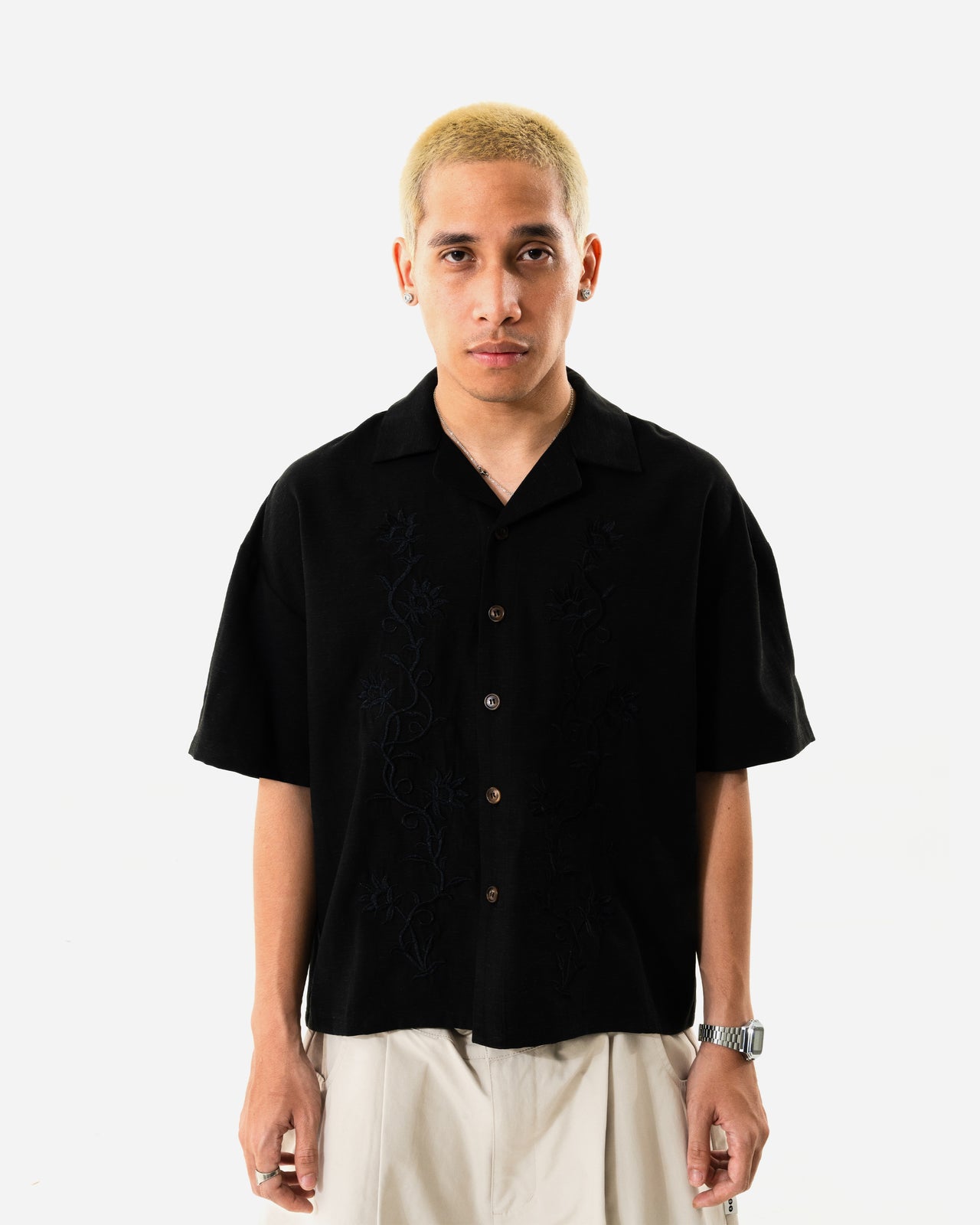 VINES BOWLING SHIRT BLACK