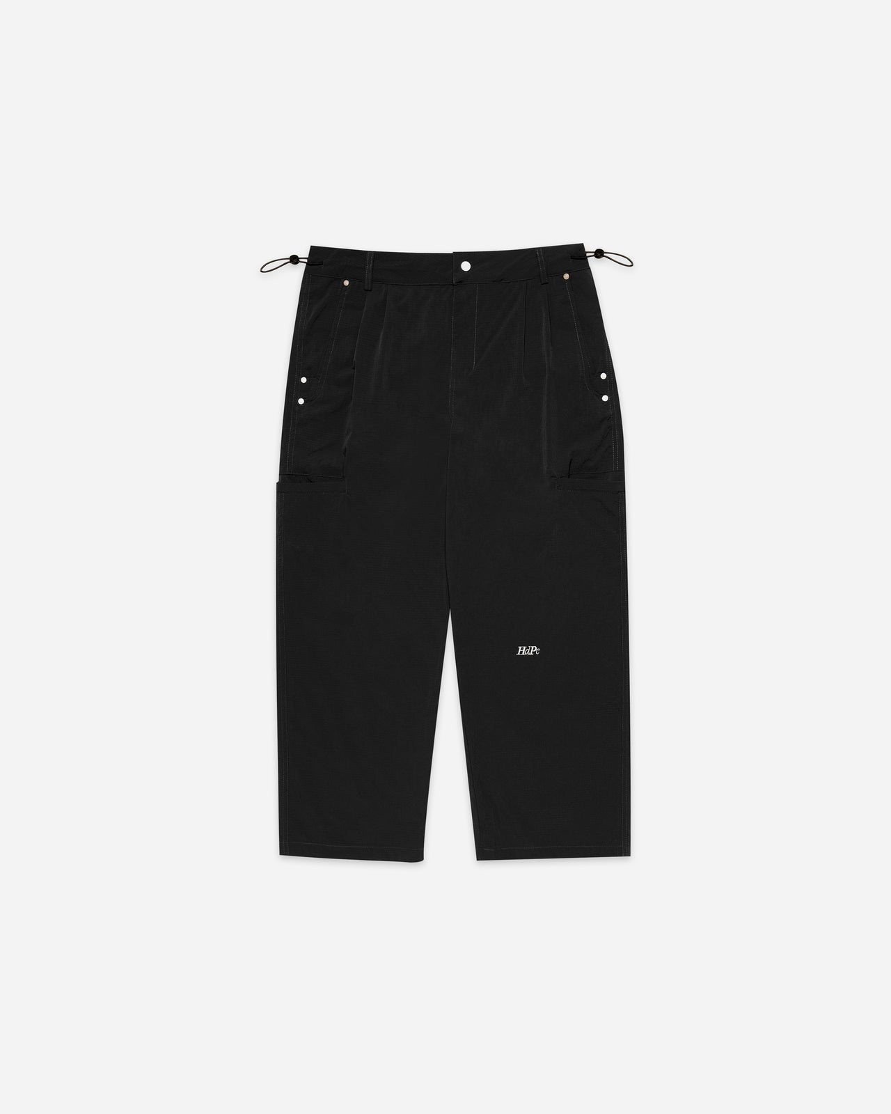 PLEATED NYLON WIDE PANTS BLACK