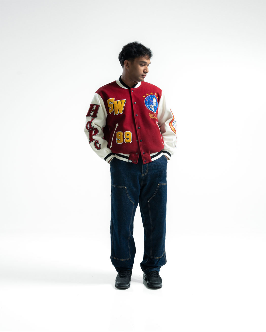 STAR WARS VARSITY JACKET IN RED WITH LEATHER SLEEVE