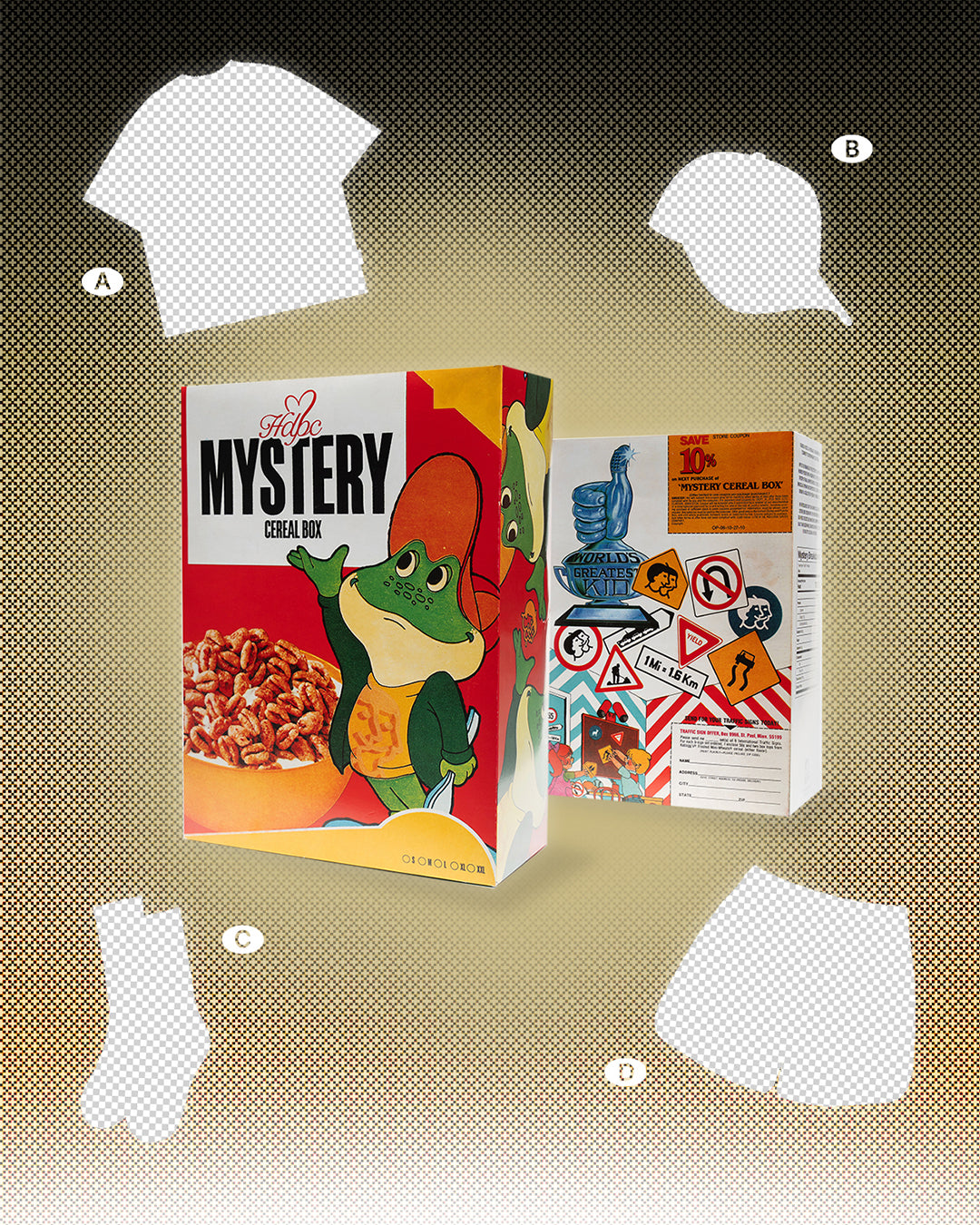 GOLD MYSTERY CEREAL BOX